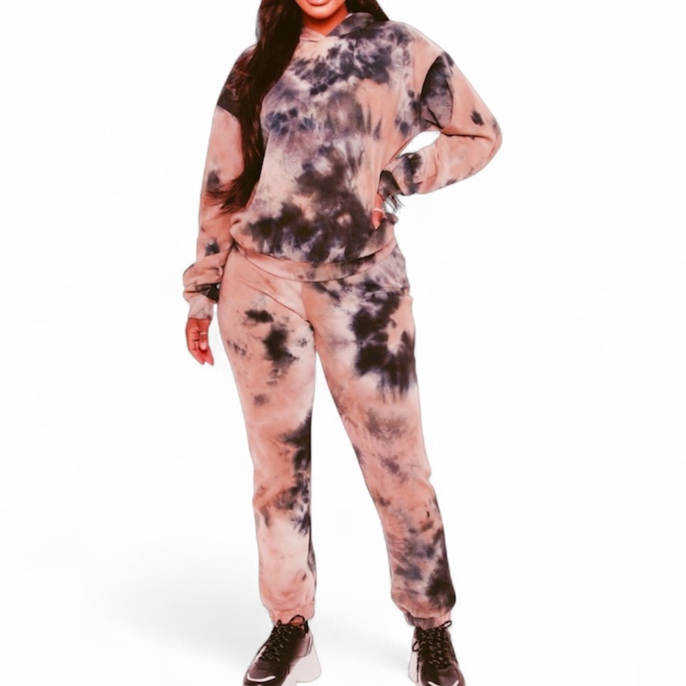 Fashion Nova, Large, Tie-Dye Jogger Set - Pink and Purple EUC